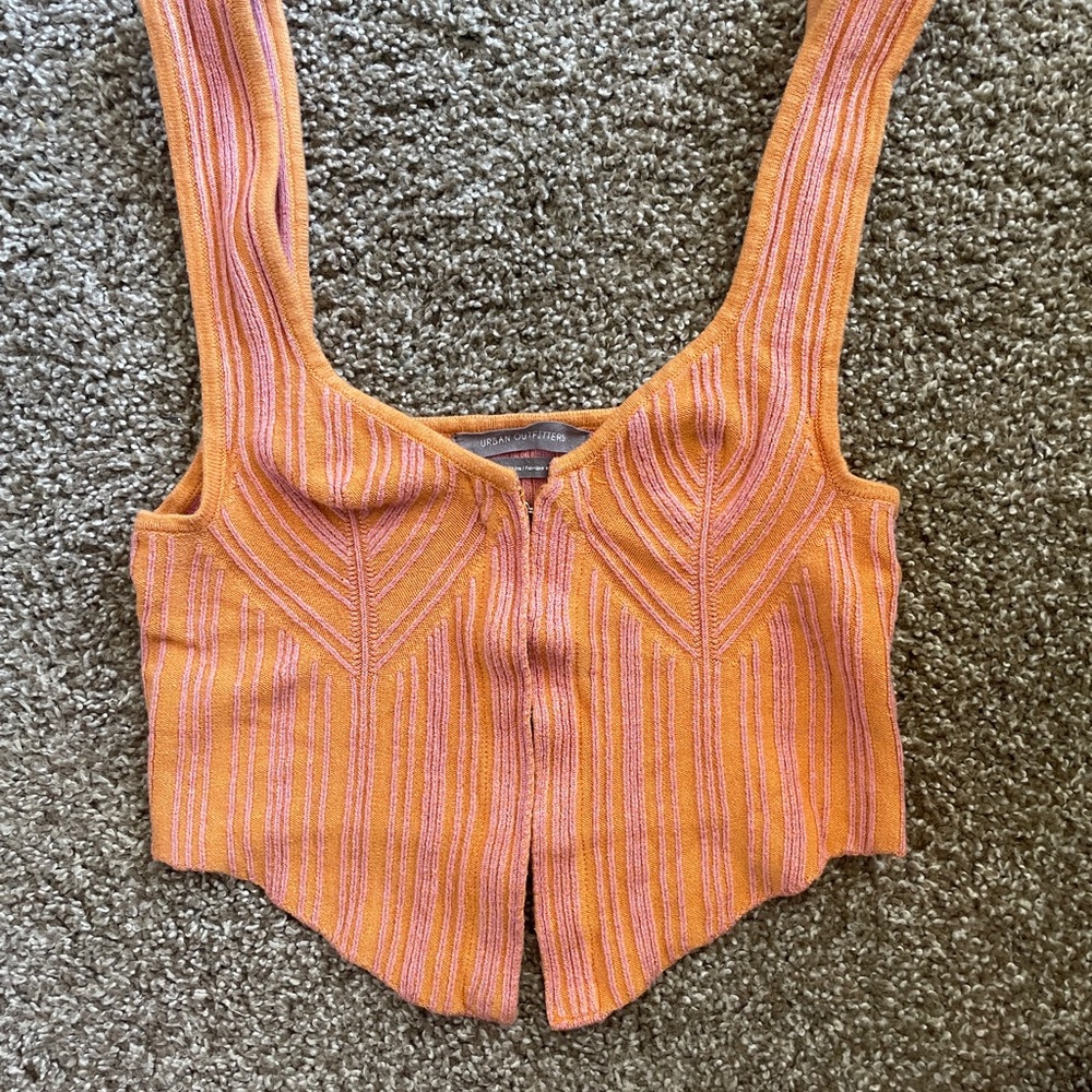 Urban Outfitters Orange Ribbed Asymmetrical Crop Tank